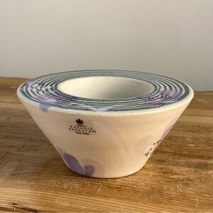 Paradis Verkstan Öland Sweden Ceramic Hand Painted Candle Holder, Floral Pastels